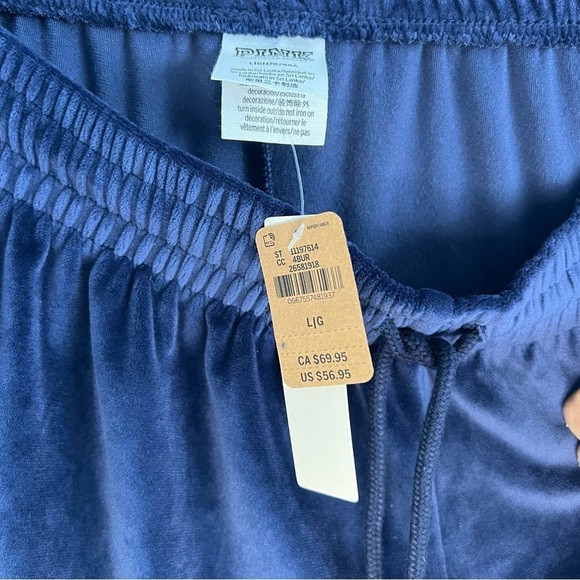 NWT Pink Womens Velvet Heritage Pull On Pants Blue Drawstring Loungewear Sz L - Picture 5 of 13